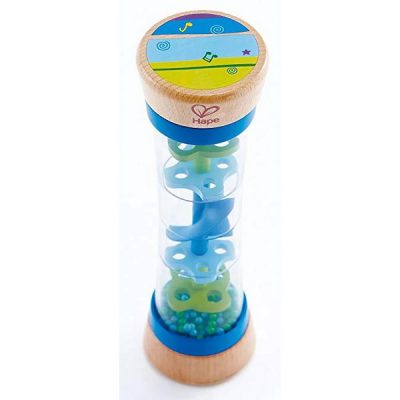 Hape Beaded Raindrops Rattle Blue