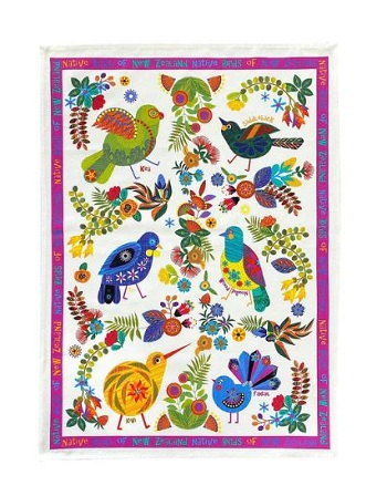 Teatowel NZ Retro Birds