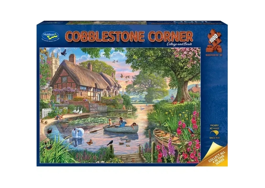 Cobblestone Corner Cottage and Boats 1000pc Puzzle